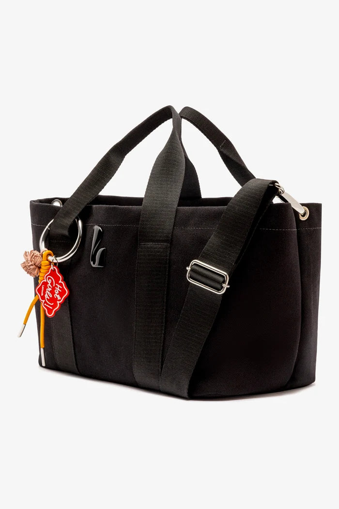 Americana Tote Bag In Black Denim Handbag Larroudé