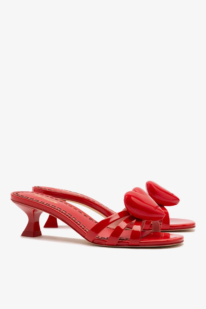 Amore Mule In Scarlet Patent Leather Mule Larroudé