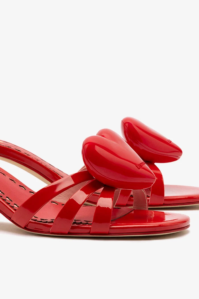 Amore Mule In Scarlet Patent Leather Mule Larroudé