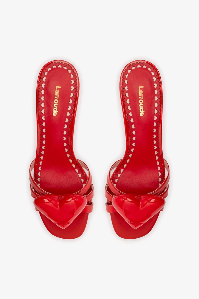 Amore Mule In Scarlet Patent Leather Mule Larroudé