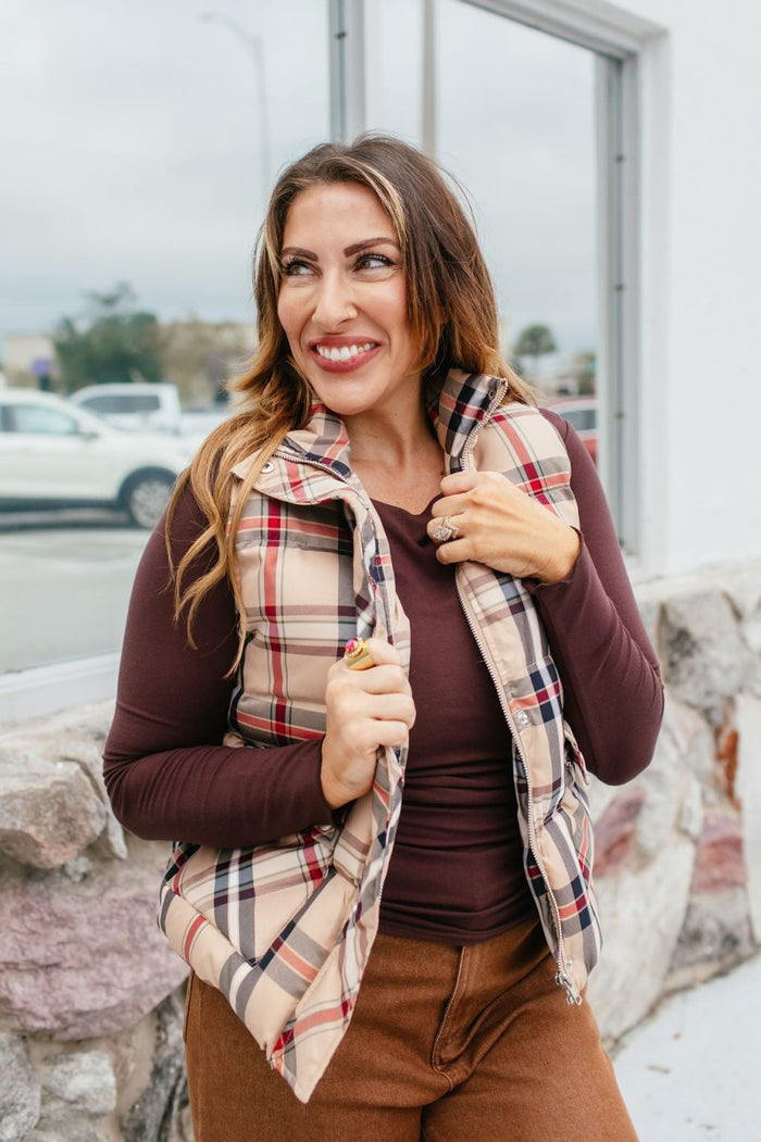 Autumn Stroll Plaid Vest - Macoma Boutique230 Outerwear