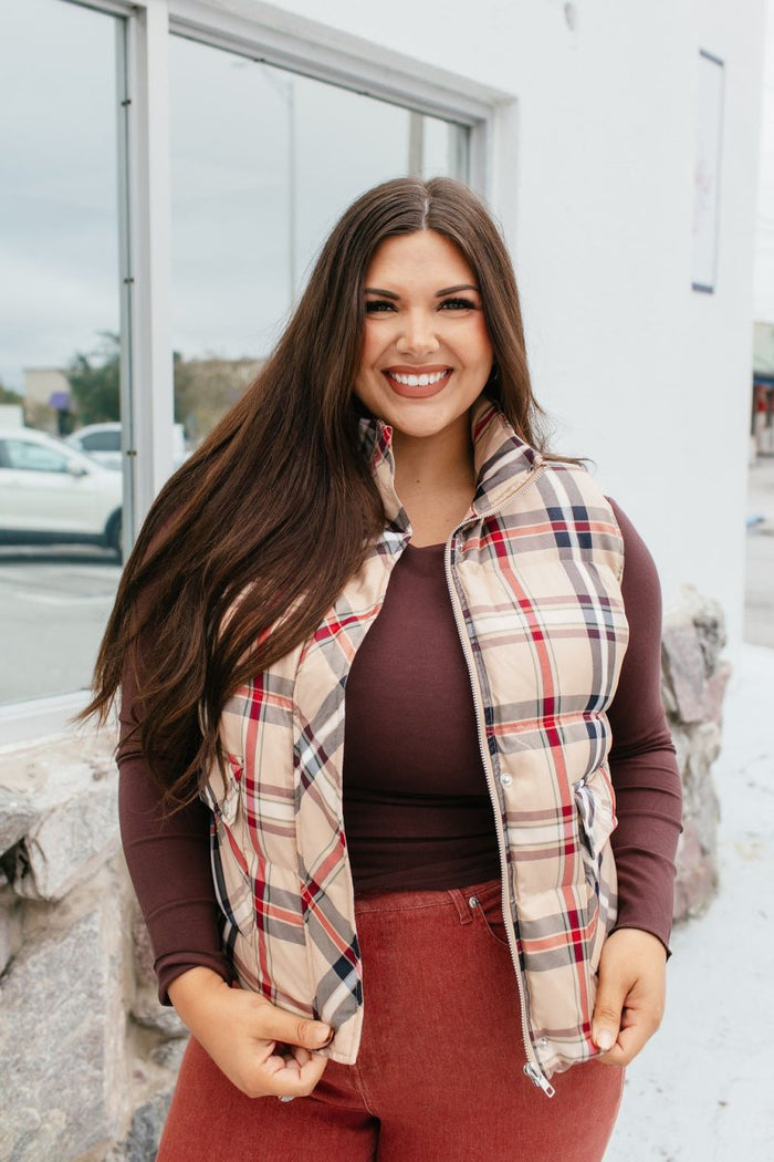 Autumn Stroll Plaid Vest - Macoma Boutique230 Outerwear