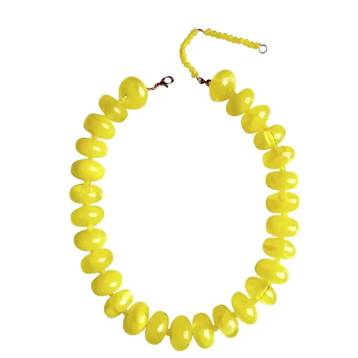 Bailey Chunky Beaded Necklace - Yellow
