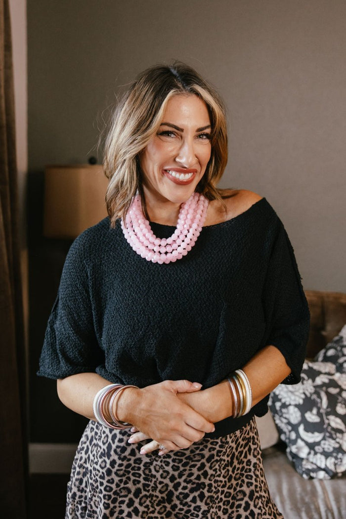 Beaded Necklace In Light Pink - Macoma Boutique310 Accessories/Jewelry