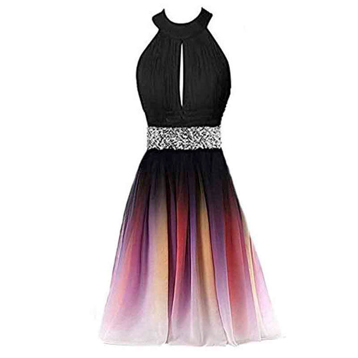 Beaded Ombre Gradient Chiffon Short Long Prom Evening Homecoming Dresses