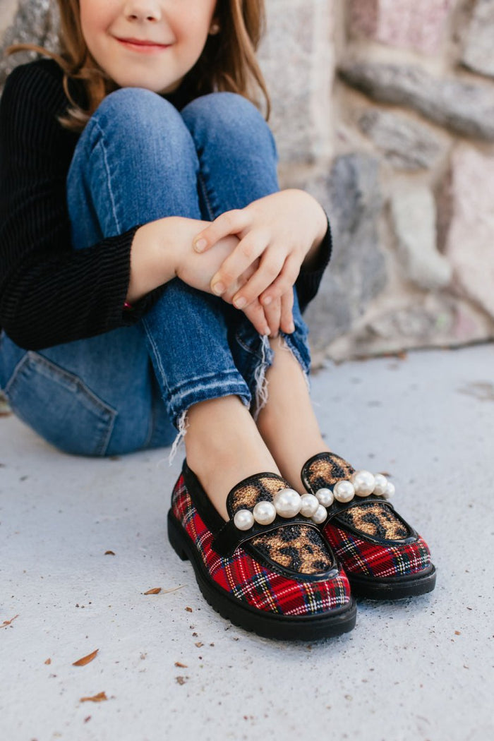 Betsey Johnson Childrens Red Plaid Harloe Shoes - Macoma Boutique305 Flats