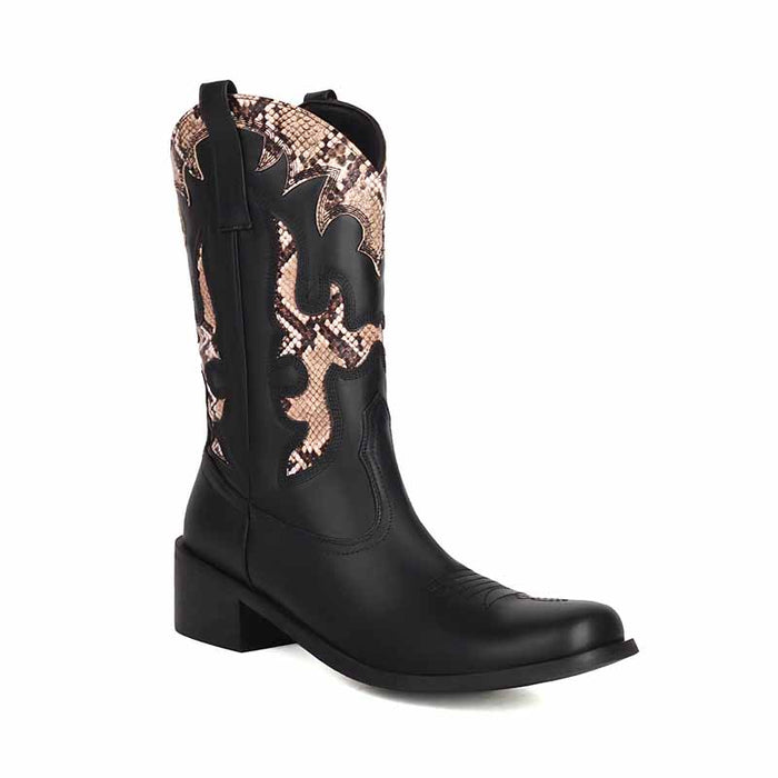 Black and White Cowboy Chelsea Boots