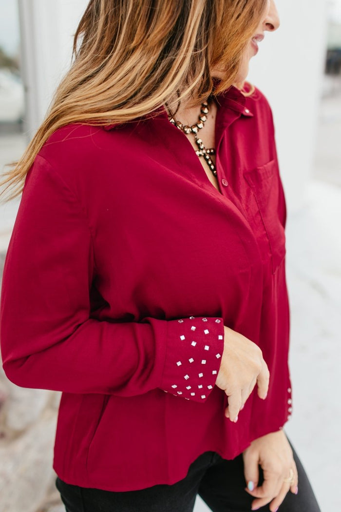 BLACK FRIDAY DEAL: Chic Essence Top In Wine - Macoma Boutique120 Long Sleeve