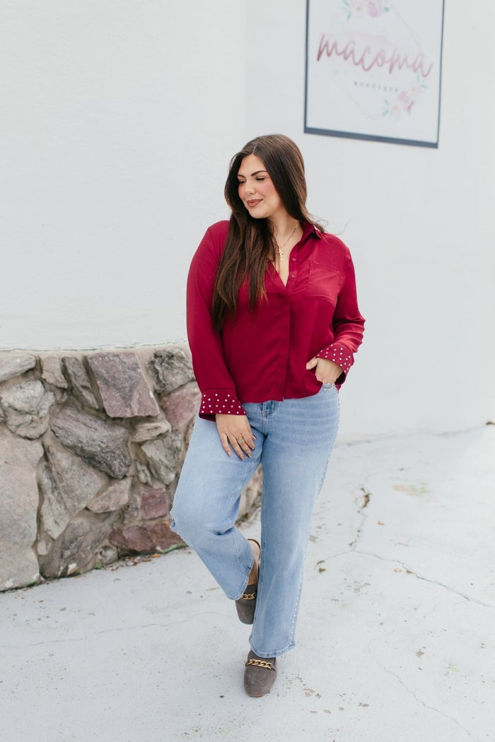 BLACK FRIDAY DEAL: Chic Essence Top In Wine - Macoma Boutique120 Long Sleeve
