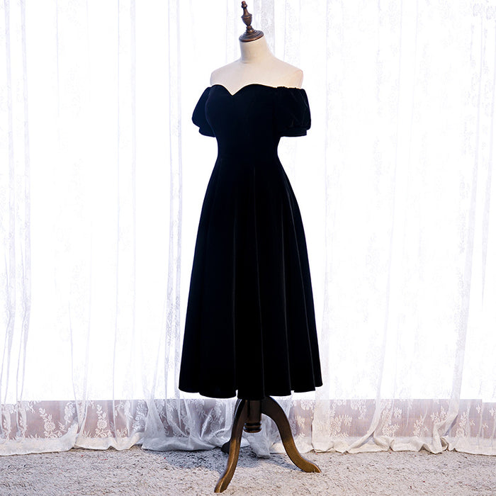 Black Prom Dresses Off Shoulder Short Sleeve Formal Party Gowns Night Out Dress