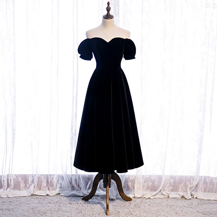 Black Prom Dresses Off Shoulder Short Sleeve Formal Party Gowns Night Out Dress