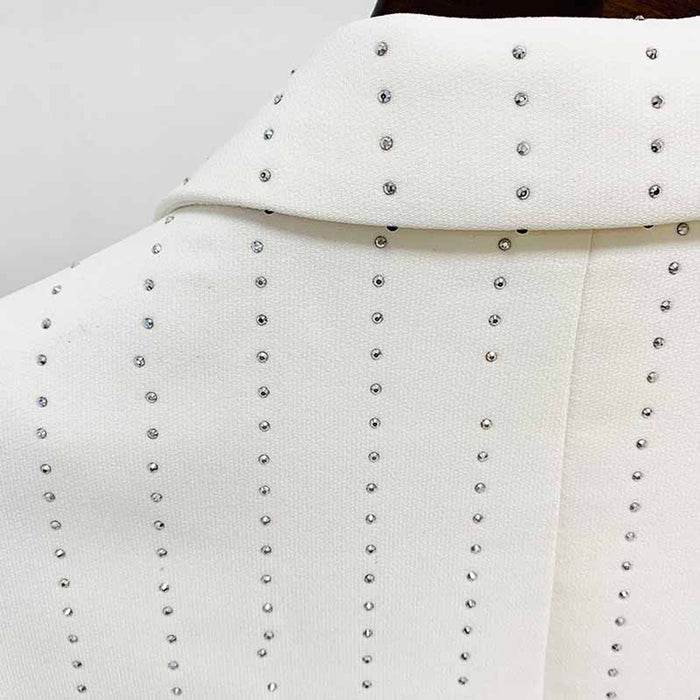 Black White Blazer For Women Single Button Long Blazers Hot Drilling Jackets