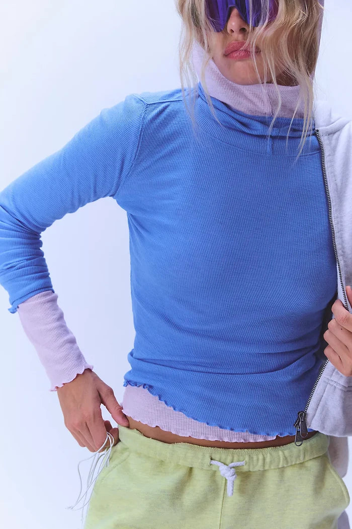 Breathe Easy Long Sleeve - Riviera Blue  FREE PEOPLE