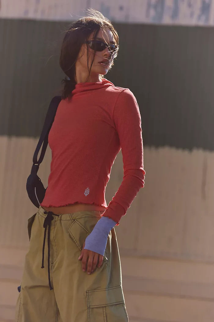 Breathe Easy Long Sleeve - Victory Red FREE PEOPLE