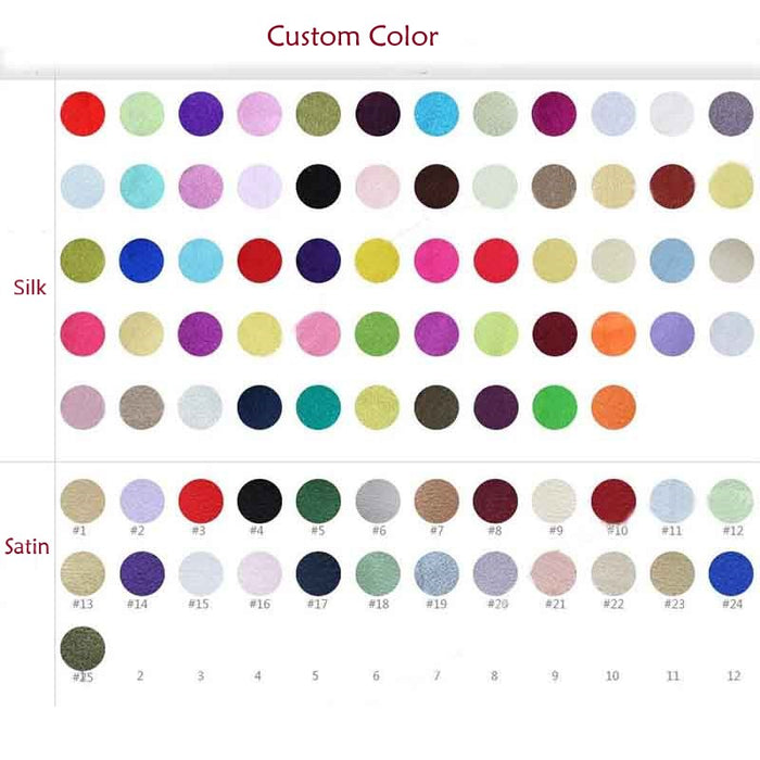 Color options for TC bridal closed toe block heel shoes including silk and satin finishes