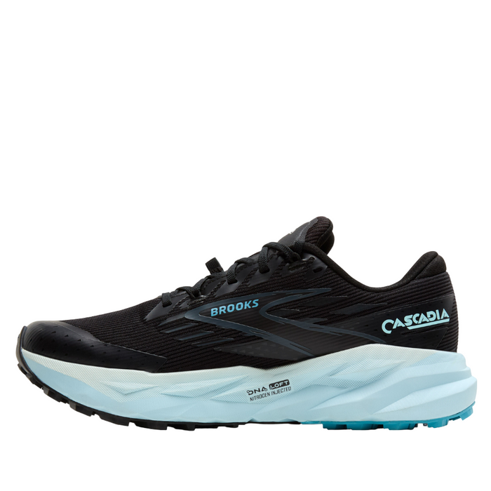 Brooks Women's Cascadia 19 GTX Trail Running Shoes in Black/Ebony/Blue Flower AW25