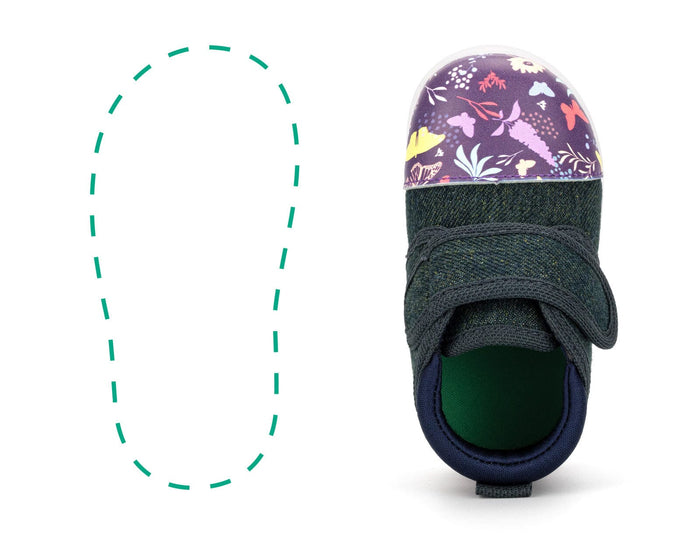 Butterfly Daydream Squeakerless Single Shoes | Purple/Denim ikiki® Shoes Size 3 Right Shoe Only