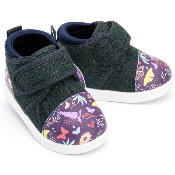 Butterfly Daydream Squeakerless Toddler Shoes | Purple/Denim Squeakerless Shoes ikiki® Shoes Size 3