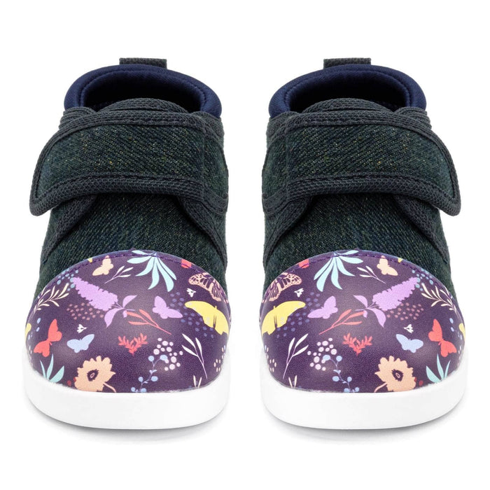 Butterfly Daydream Squeakerless Toddler Shoes | Purple/Denim Squeakerless Shoes ikiki® Shoes