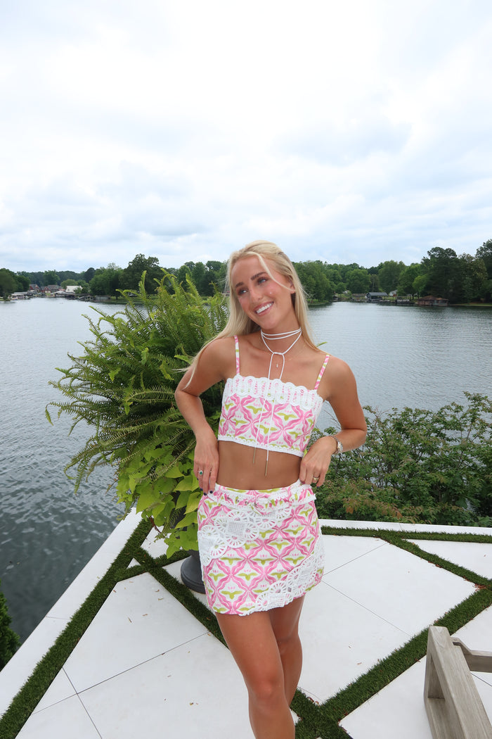 Capri Top - Palm Lattice Pink