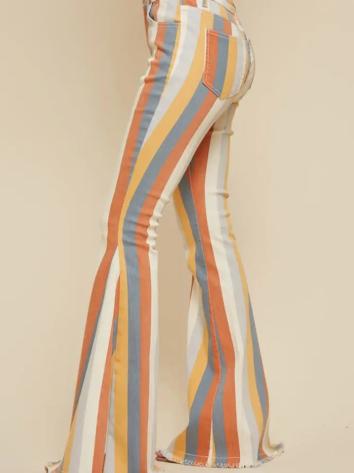 Caramel Multi Striped Flared Bottoms