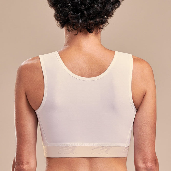 Caress by Marena High Coverage Pocketed Bra, back view, beige