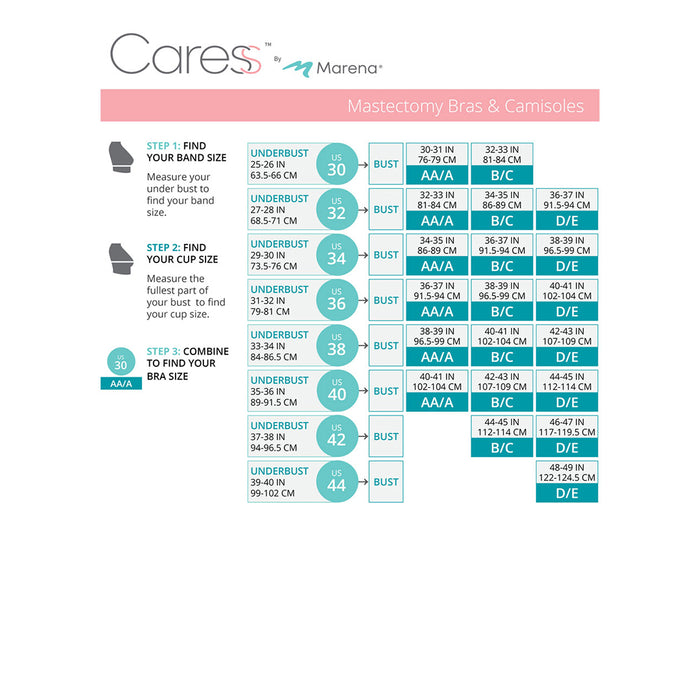 Caress by Marena Size Chart, Mastectomy Camisole, 817P