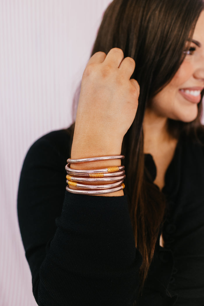 Champagne All Weather Bangles (Set Of 6) In Serenity