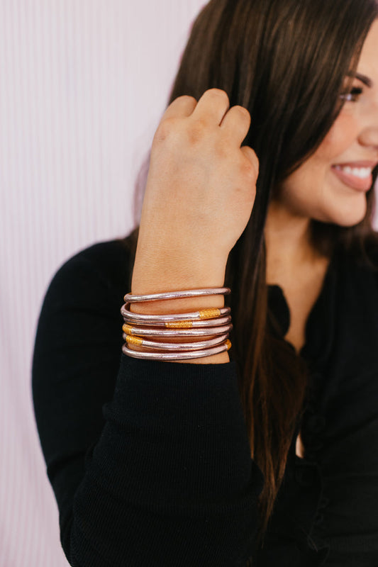 Champagne All Weather Bangles (Set Of 6) In Serenity