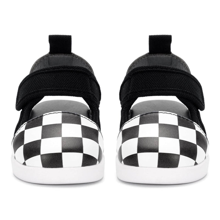 Checkered Squeakerless Toddler Sandals | Black/White Squeakerless Sandals ikiki® Shoes