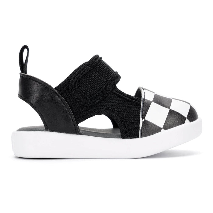 Checkered Squeakerless Toddler Sandals | Black/White Squeakerless Sandals ikiki® Shoes