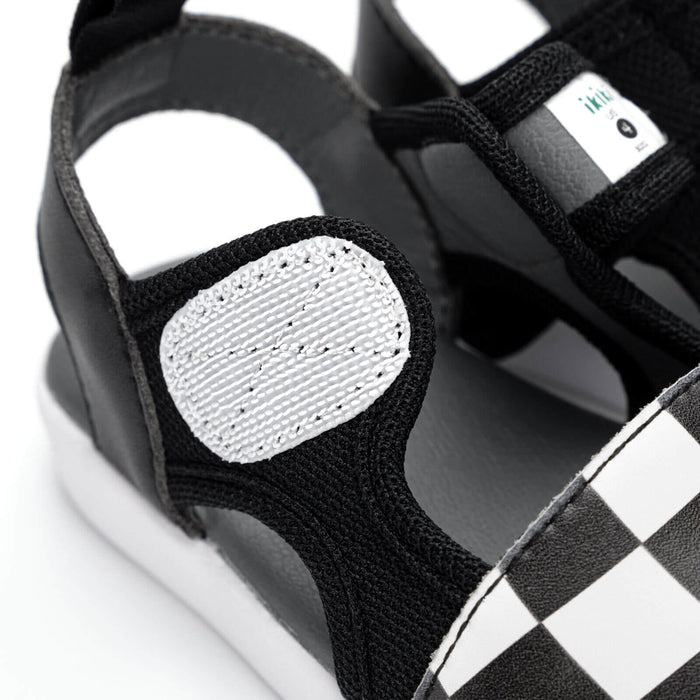 Checkered Squeakerless Toddler Sandals | Black/White Squeakerless Sandals ikiki® Shoes