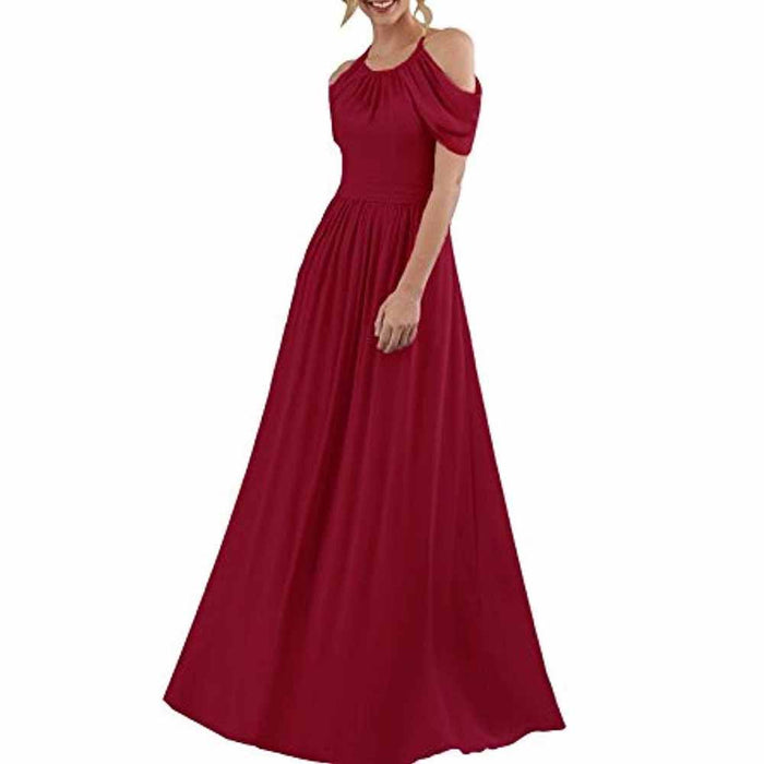 Chiffon Bridesmaid Dress Cut Off Shoulder Bridesmaid Dress Party Prom