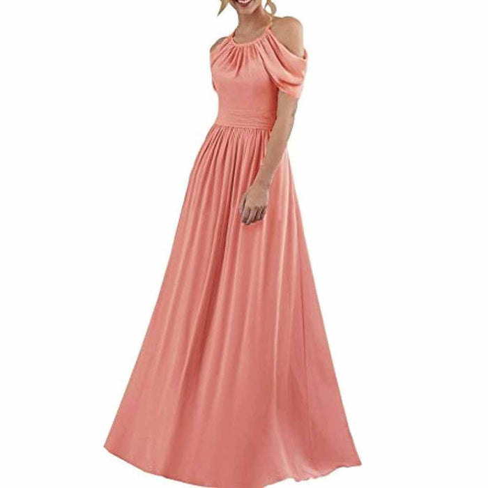 Chiffon Bridesmaid Dress Cut Off Shoulder Bridesmaid Dress Party Prom