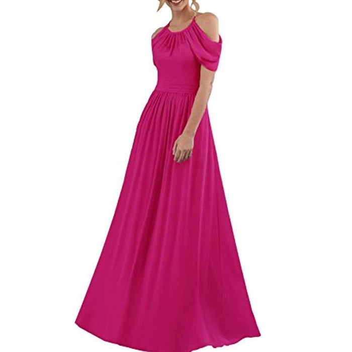 Chiffon Bridesmaid Dress Cut Off Shoulder Bridesmaid Dress Party Prom
