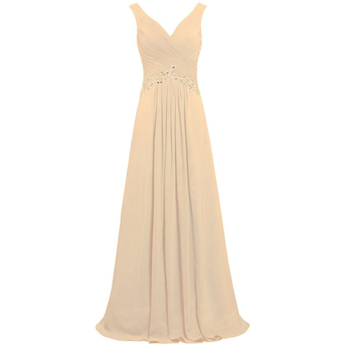 Chiffon Bridesmaid Dresses Long Evening Formal Dress Beaded Wedding Prom