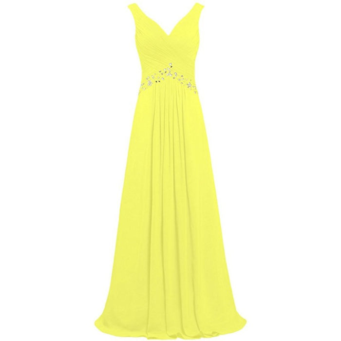Chiffon Bridesmaid Dresses Long Evening Formal Dress Beaded Wedding Prom