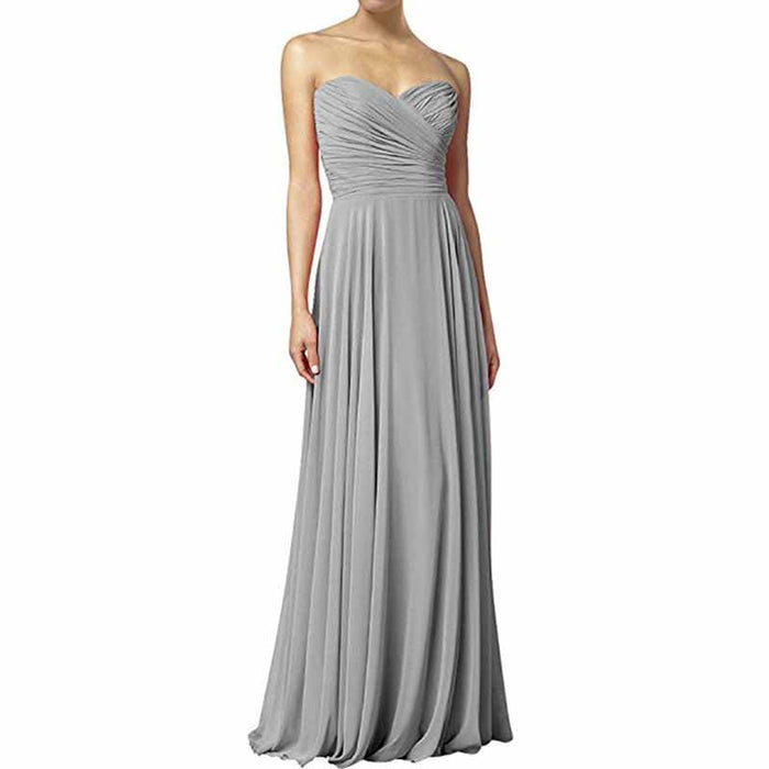 Chiffon Strapless Bridesmaid Dresses Long Evening Dress Custom Prom Party Gowns