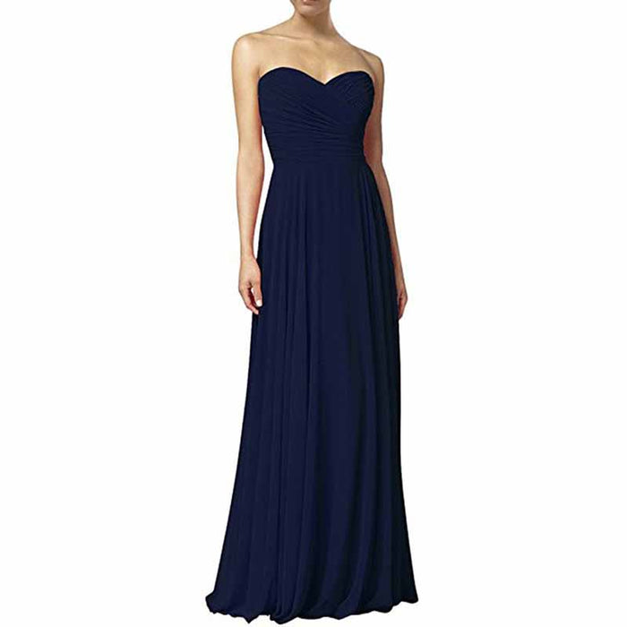 Chiffon Strapless Bridesmaid Dresses Long Evening Dress Custom Prom Party Gowns