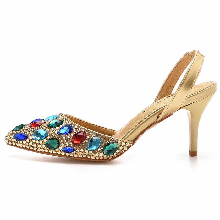 Closed toe rhinestone heels formal sandals for women- sparkling heels wedding