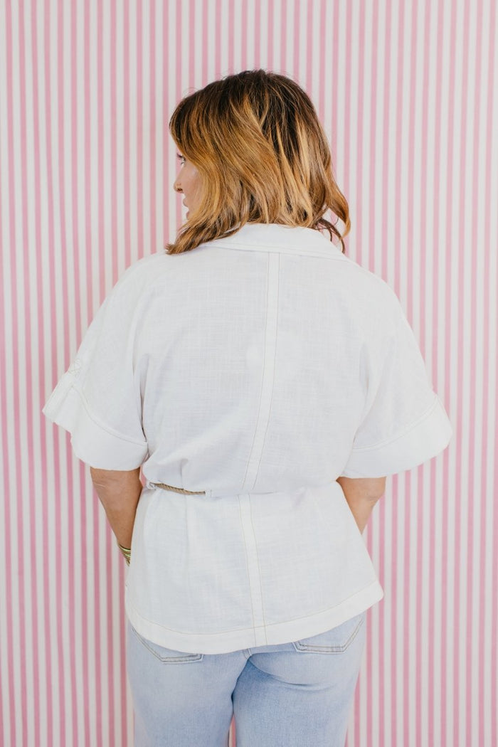 Coastal Ease Linen Top - Macoma Boutique100 Short Sleeve