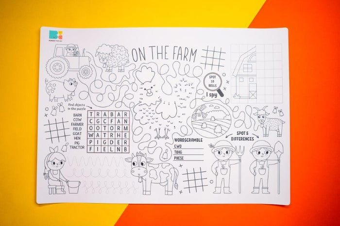 Colouring Mat | Reusable & Washable | I Spy - On the Farm Activity Mat - Bombay Toy Company