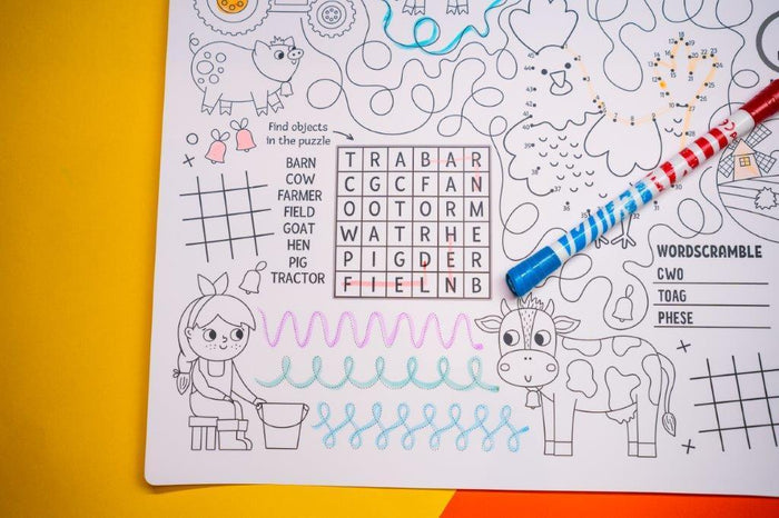 Colouring Mat | Reusable & Washable | I Spy - On the Farm Activity Mat - Bombay Toy Company
