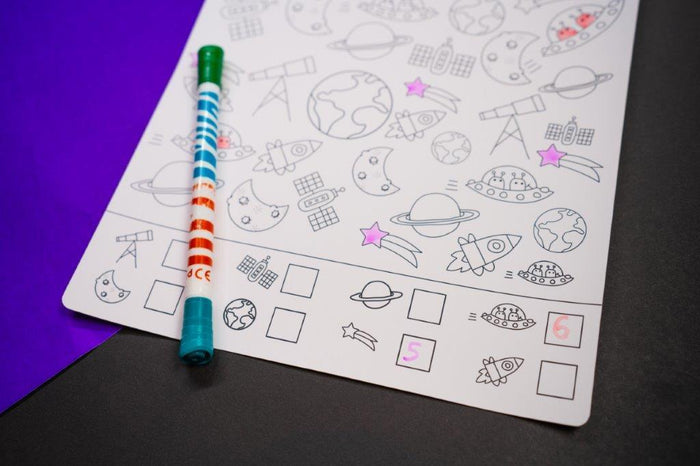 Colouring Mat | Reusable & Washable | Travel Size - Space Activity - Bombay Toy Company