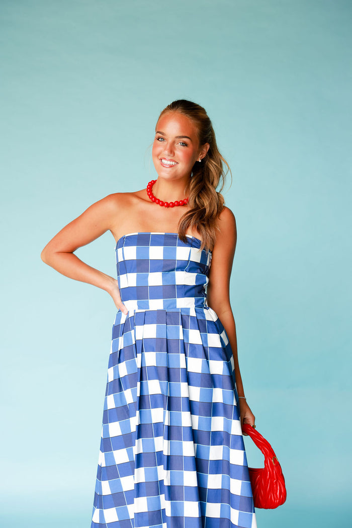Connor Maxi Dress - Blue Buffalo Check