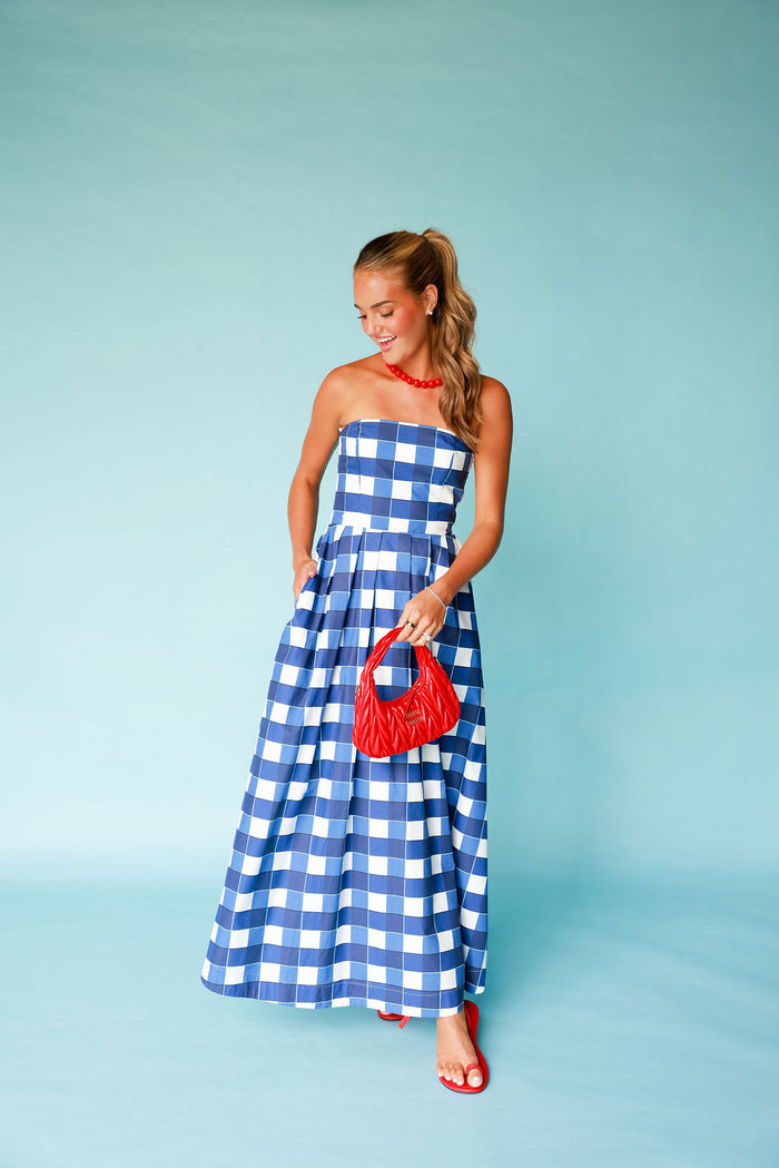Connor Maxi Dress - Blue Buffalo Check