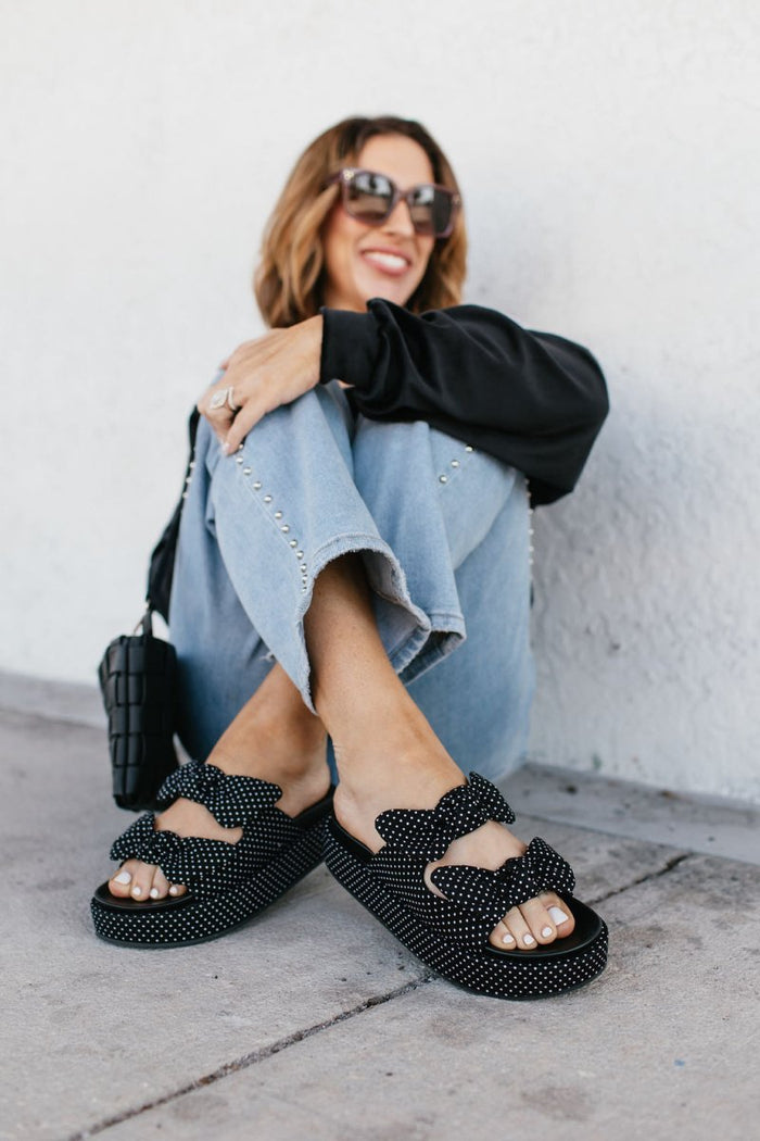 Corky's Black & White Polka Dot Lil Bit Knotty Sandals - Macoma Boutique304 Sandals
