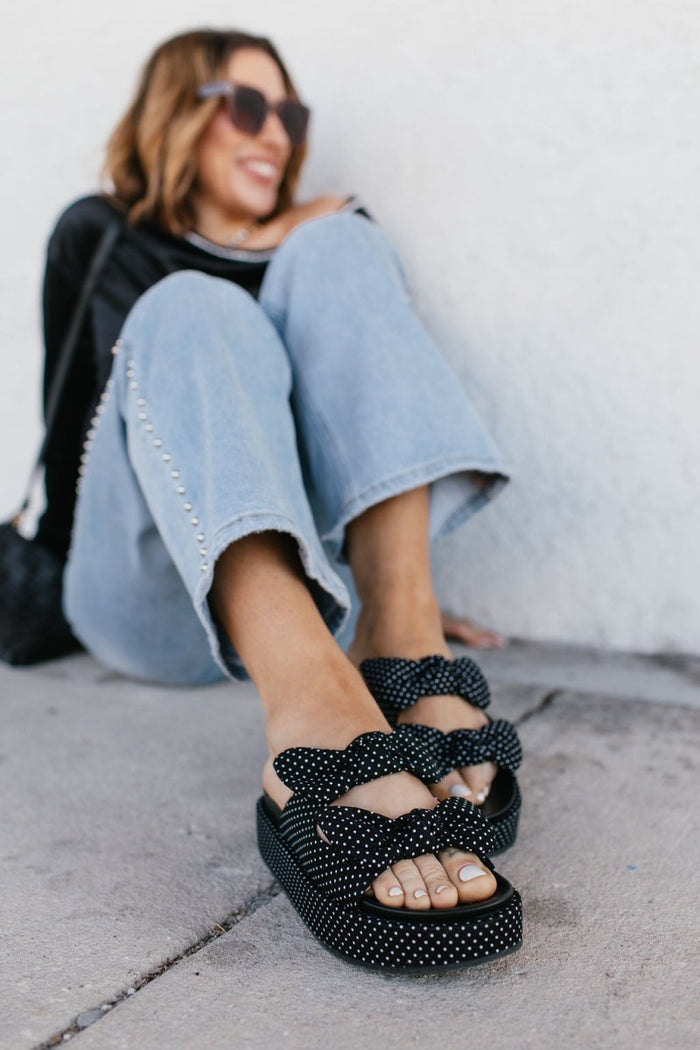 Corky's Black & White Polka Dot Lil Bit Knotty Sandals - Macoma Boutique304 Sandals