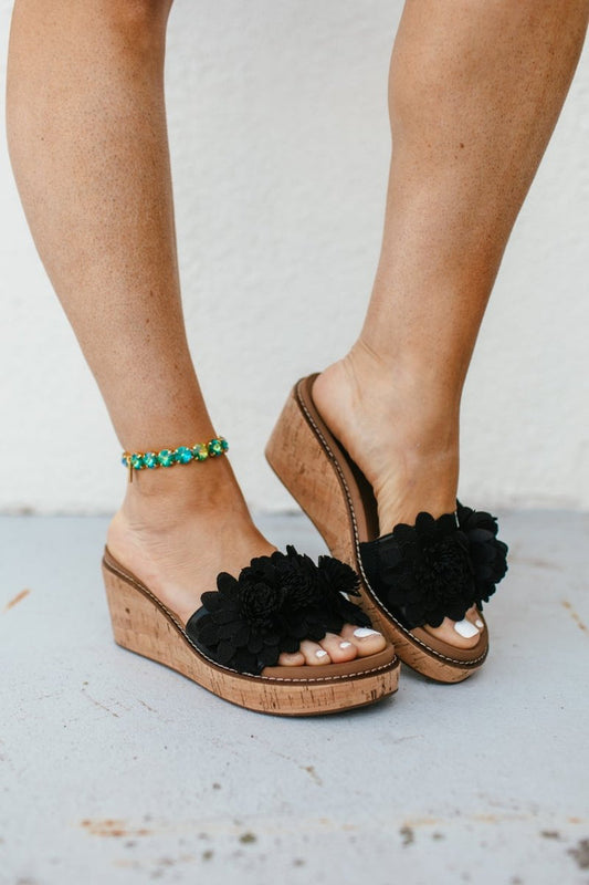 Corky's Black Wildflower Wedges - Macoma Boutique302 Wedges & Heels
