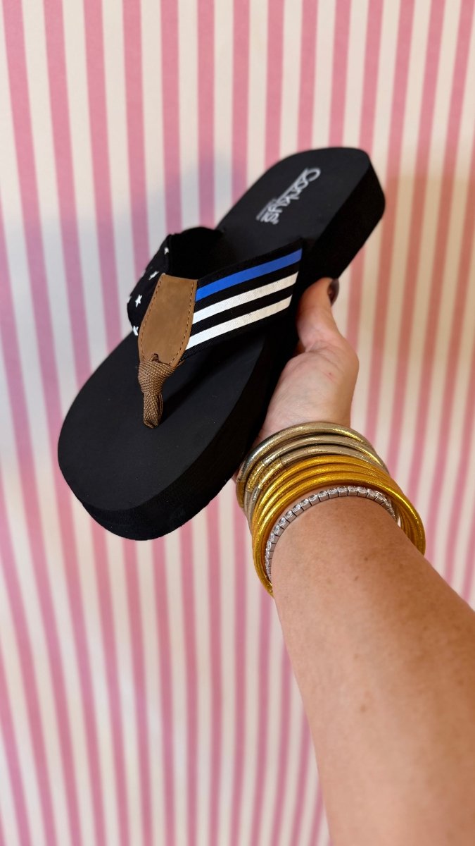 Corky's Black With Blue 2 Liberty Sandals - Macoma Boutique305 Flats